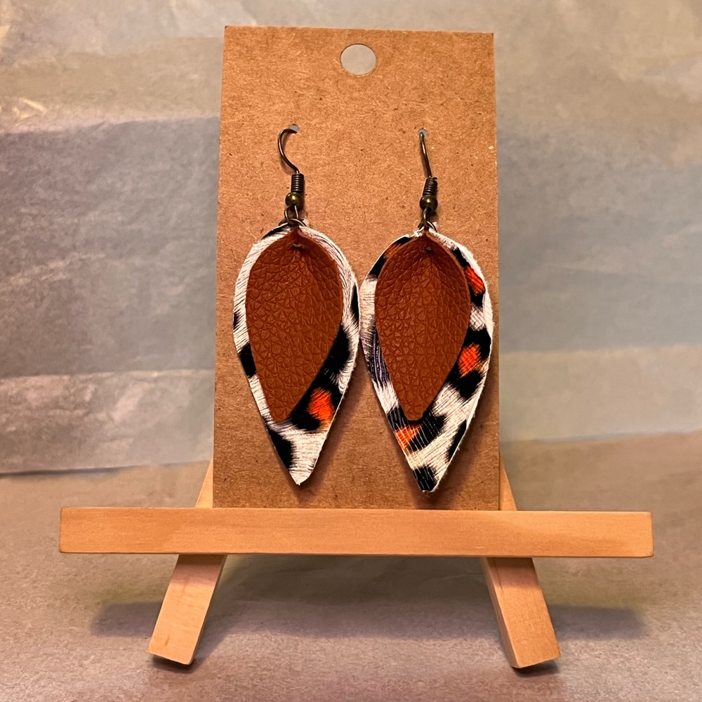 New faux leather leopard print earrings